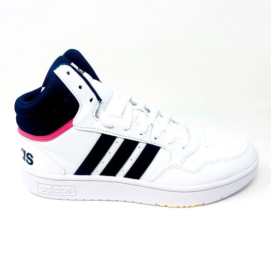 Adidas Hoops 3.0 Mid White Black Womens Leather Basketball Sneakers GW5455