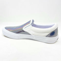 Vans Slip On Pro (Iridescent) Silver True White Womens Laceless Shoes Sneakers