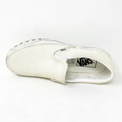 Vans Classic Slip On (Overwashed) White Womens Studded Casual Shoes