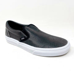 Vans Classic Slip On (Cracked Leather) Black White Womens Casual Shoes