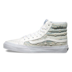 VANS Sk8 Hi Slim (Frayed Native) True White Tribal Womens Size 9.5 Casual Shoes