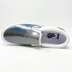 Vans Slip On Pro (Iridescent) Silver True White Womens Laceless Shoes Sneakers