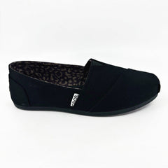 Skechers Bobs Plush Peace & Love Black Womens Wide Memory Foam Flats Shoes