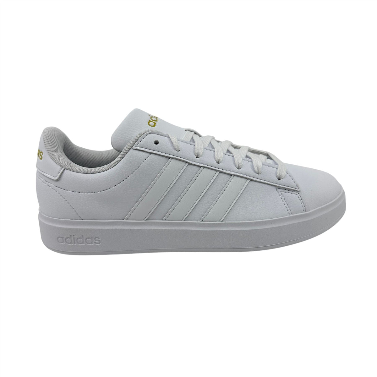 Adidas Grand Court 2.0 Cloud White Gold Metallic Womens Athletic Sneaker