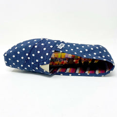 Toms Classics Navy Polka Dot Linen Womens Slip On Casual Canvas Flat Shoes