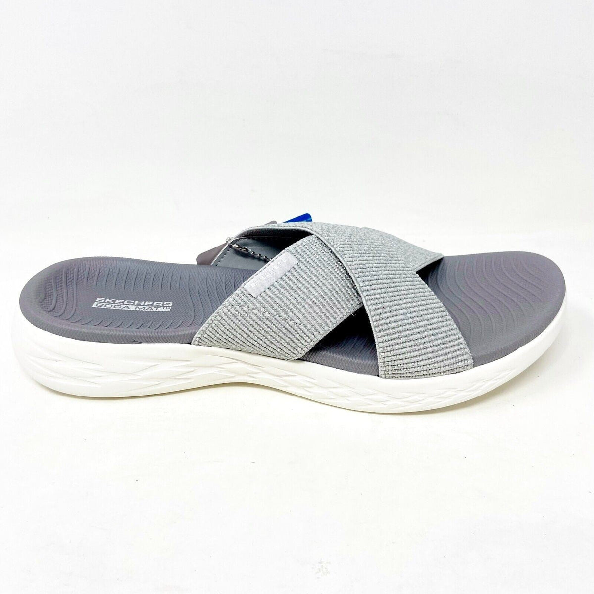 Skechers On The Go 600 Glistening Silver Womens Slip On Slide Sandals