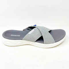 Skechers On The Go 600 Glistening Silver Womens Slip On Slide Sandals