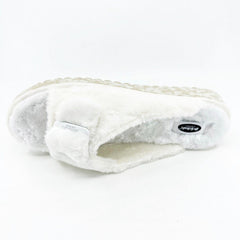 Dr Scholls Staycay OG Tofu White Faux Fur Womens Slippers Slide Sandals