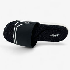 Avia Memory Foam Slide Jet Black Bright White Kids Boys Sandal Slide