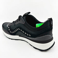 Skechers Sunny Street Leatheret Black Gray Womens Comfort Athletic Sneakers