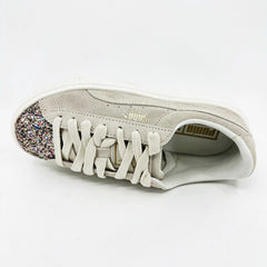 Puma Suede Platform Crushed Gem Marshmallow Metallic Gold Womens 365866 02