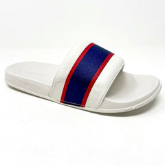 STNDRD Standard Los Angeles Monaco Tan Blue Red Womens Slide Sandals