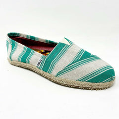 Toms Classics Aqua Umbrella Stripe Womens  Slip On Casual Canvas Flat Shoes