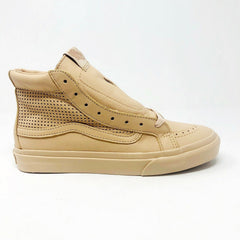 Vans Sk8 Hi Slim Cutout (Square Perf) Amberlight Beige Womens Leather Shoes