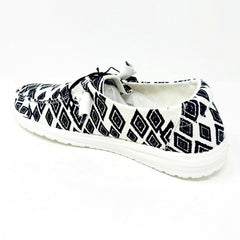 Hey Dude Womens Wendy Print Black White Aztec Size 10 Slip On Comfort Shoes