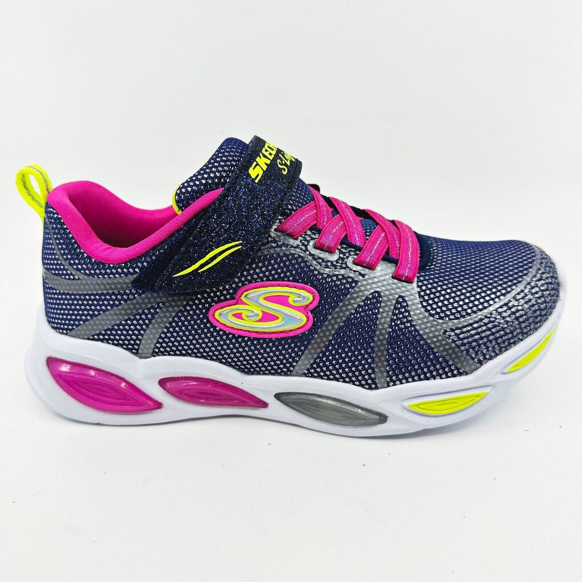 Skechers S Lights Shimmer Beams Sporty Glow Navy Multi Kids Girls Size 1