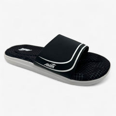 Avia Memory Foam Slide Jet Black Bright White Kids Boys Sandal Slide