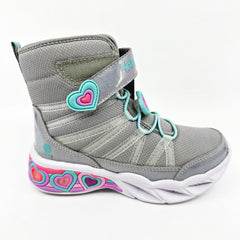 Skechers S Lights Sweetheart Lights Love To Shine Gray Aqua Kids Girls Size 11