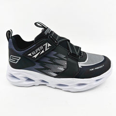 Skechers S Lights Vortex Flash Zovix Black Gray Kids Boys Size 1 Sneakers