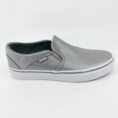 Vans Asher (Textile) Silver White Gray Womens Size 6 Casual Slip On Shoes