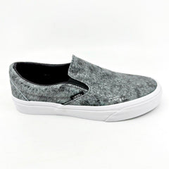 Vans Classic Slip On (Pebble Snake) Gray Black White Womens Casual Shoes