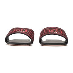 Dior Dway Embroidered Cotton Red Black Slides