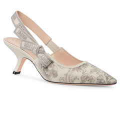 Dior J'Adior Barocco Print White Grey Slingback Pump