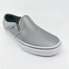Vans Asher (Textile) Silver White Gray Womens Size 6 Casual Slip On Shoes
