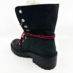Skechers Teen Spirit Knit Buzz Black Natural Womens Size 6.5 Tall Foldable Boots