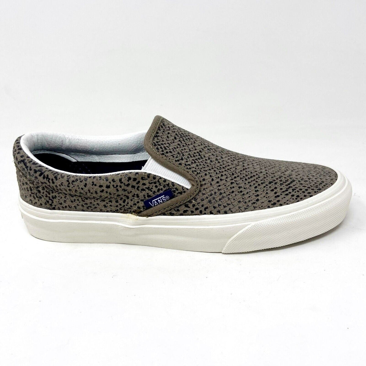 Vans Classic Slip On (Cheetah Suede) Tan Black Womens Animal Print Casual Shoes