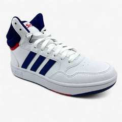 Adidas Hoops 3.0 Mid White Blue Red Kids Athletic Sneaker