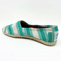 Toms Classics Aqua Umbrella Stripe Womens  Slip On Casual Canvas Flat Shoes