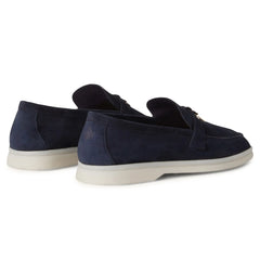 Loro Piana Summer Charms Suede Argo Blue Melange Loafers
