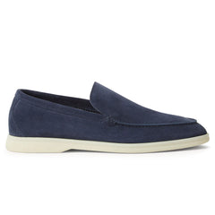 Loro Piana Summer Walk Suede Dark Deep Sea Loafers